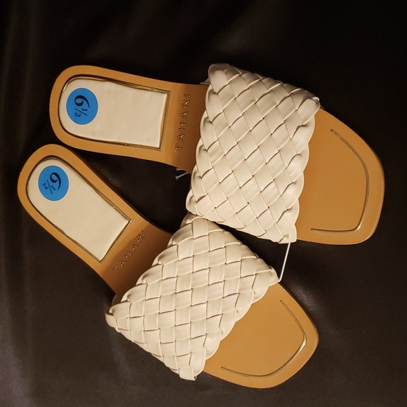 Tahari Shoes - Tahari cream braided slides, size 6.5